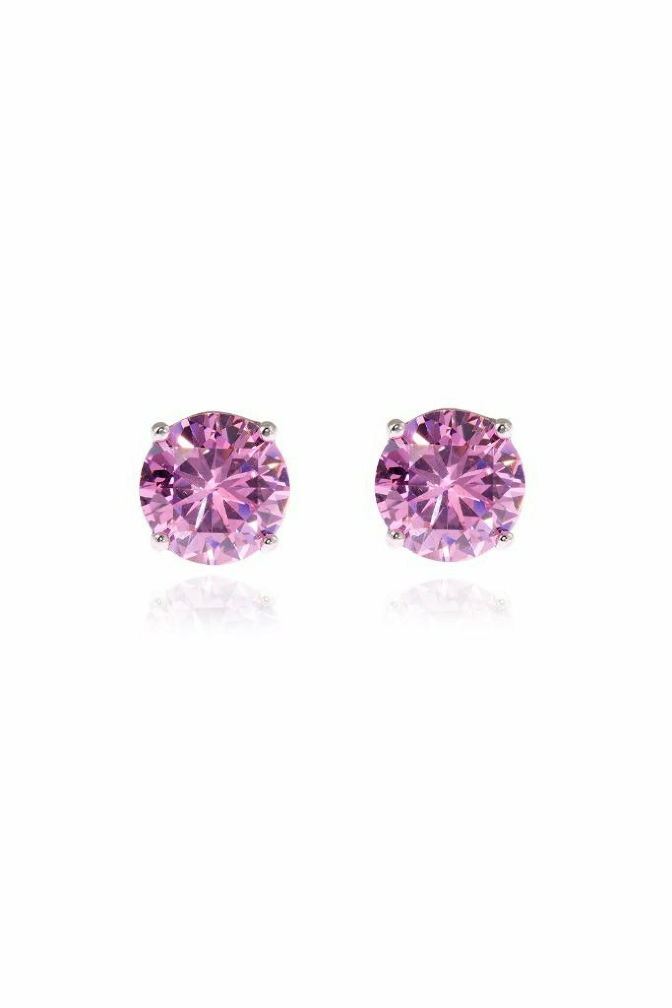 Lana 8mm-Sterling Silver Earrings withPink CZ Cachet London