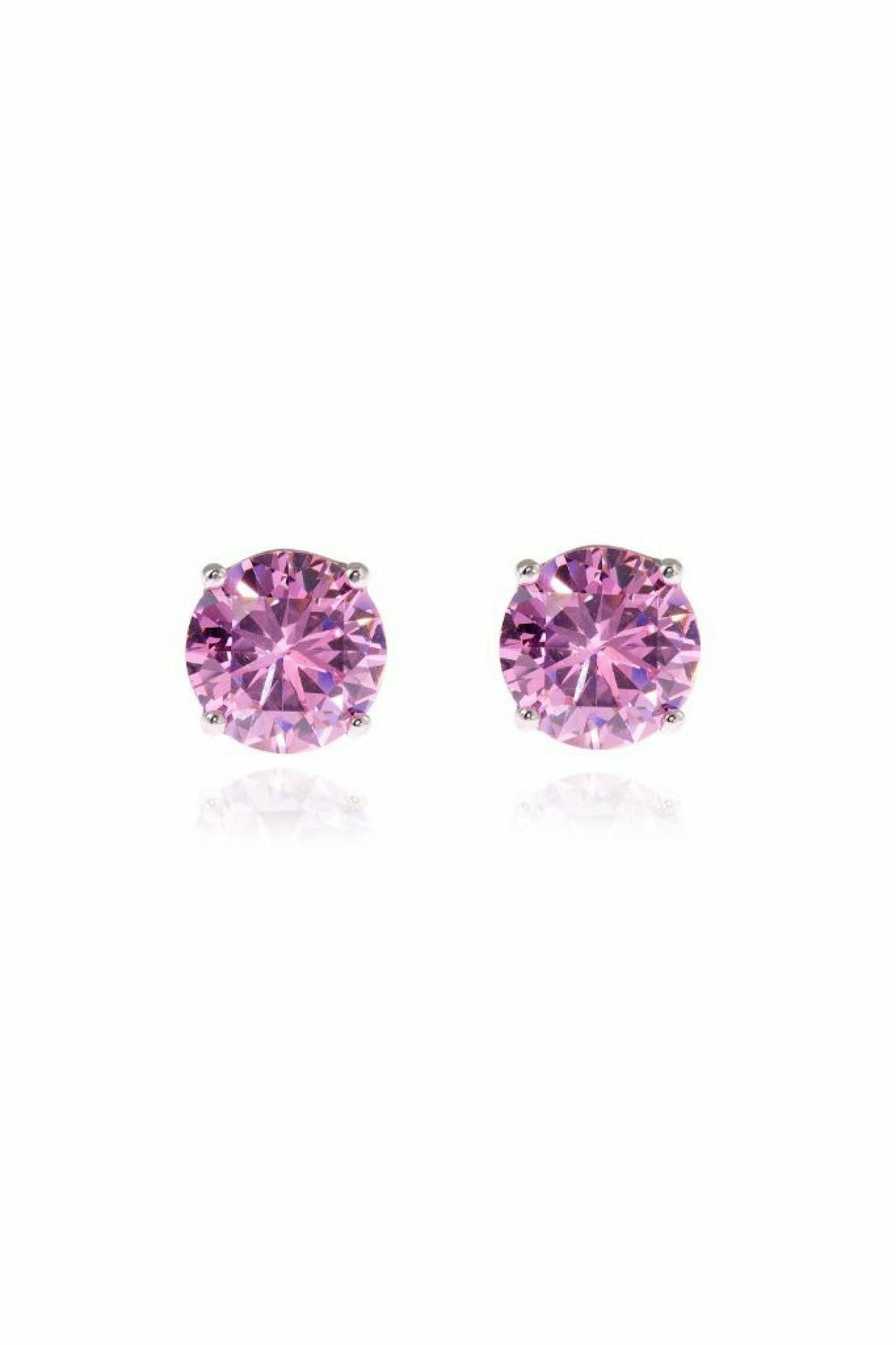 Lana 8mm-Sterling Silver Earrings withPink CZ Cachet London