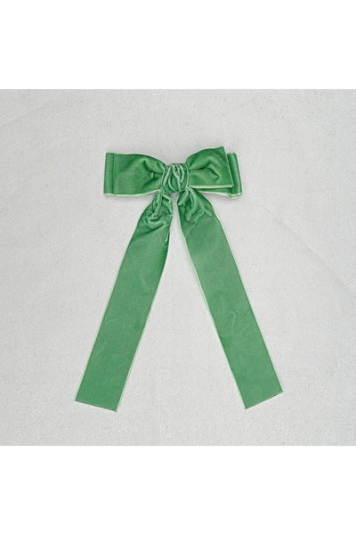 Green - Green Velvet Hair Bow Light Green Hair Clip Alligator Clip by QueenMee Accessories