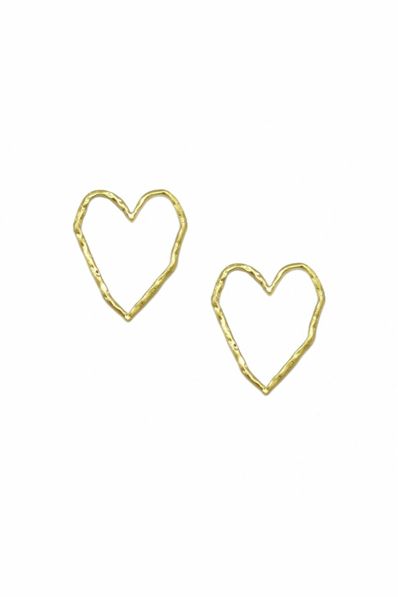 Heart Silhouette Earring In Hammered Matt Gold EAS67G