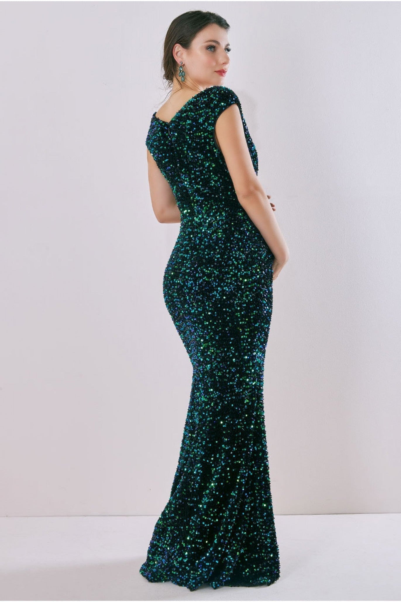 Maternity Sequin & Velvet Bardot Maxi - Emerald Green DR3512MAT