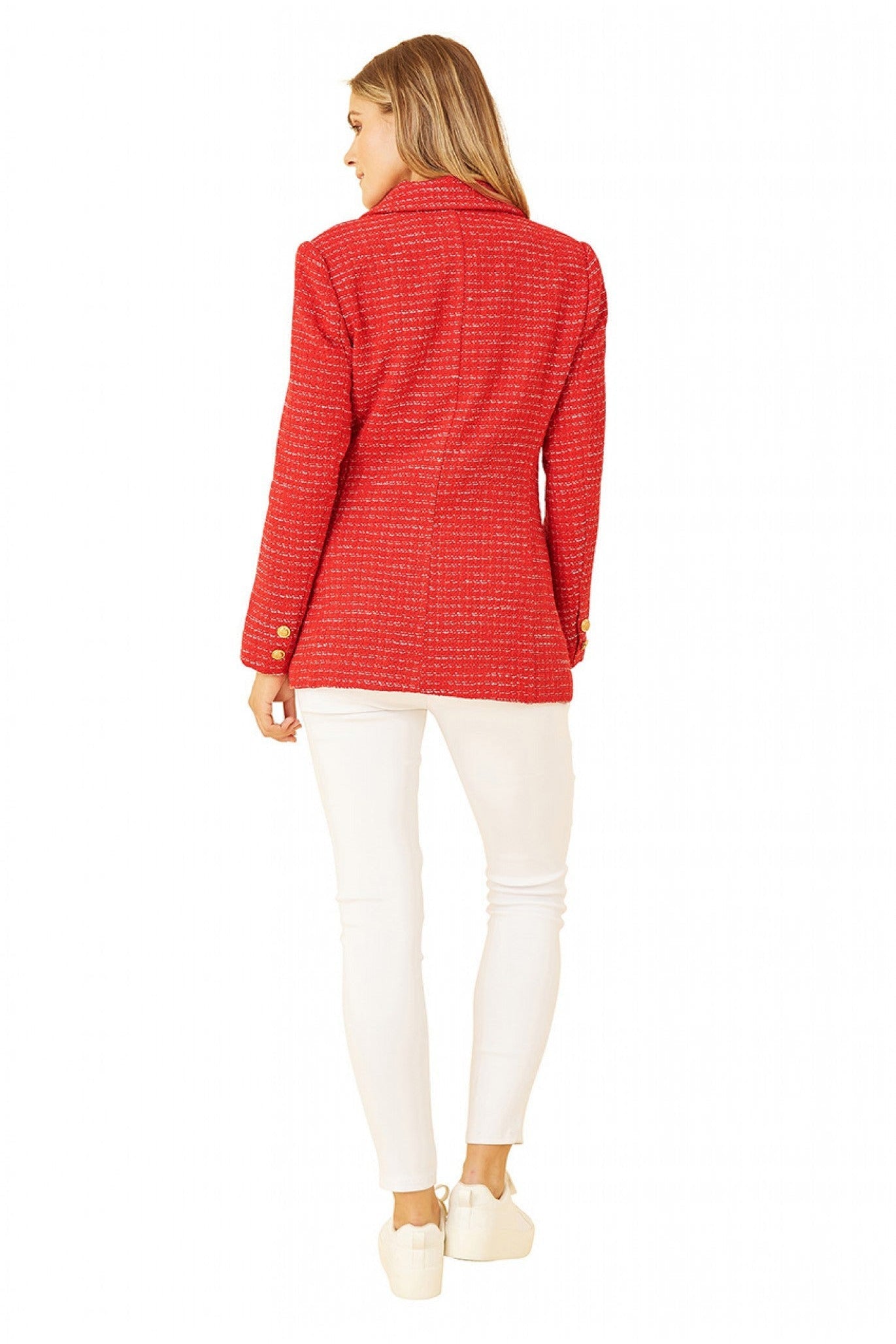 Red Boucle Fitted Blazer YM3894013