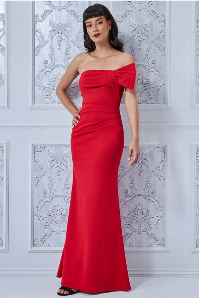 Red - Goddiva Bow Detail Bandeau Maxi - Red