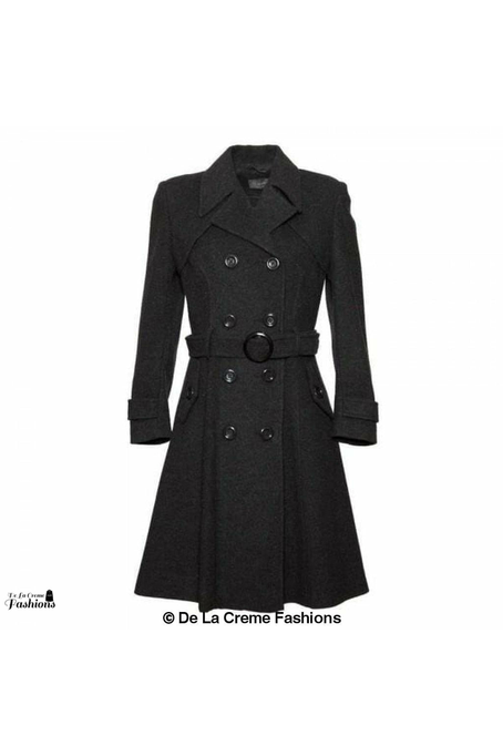 Wool Blend Double Breasted Coat 1201