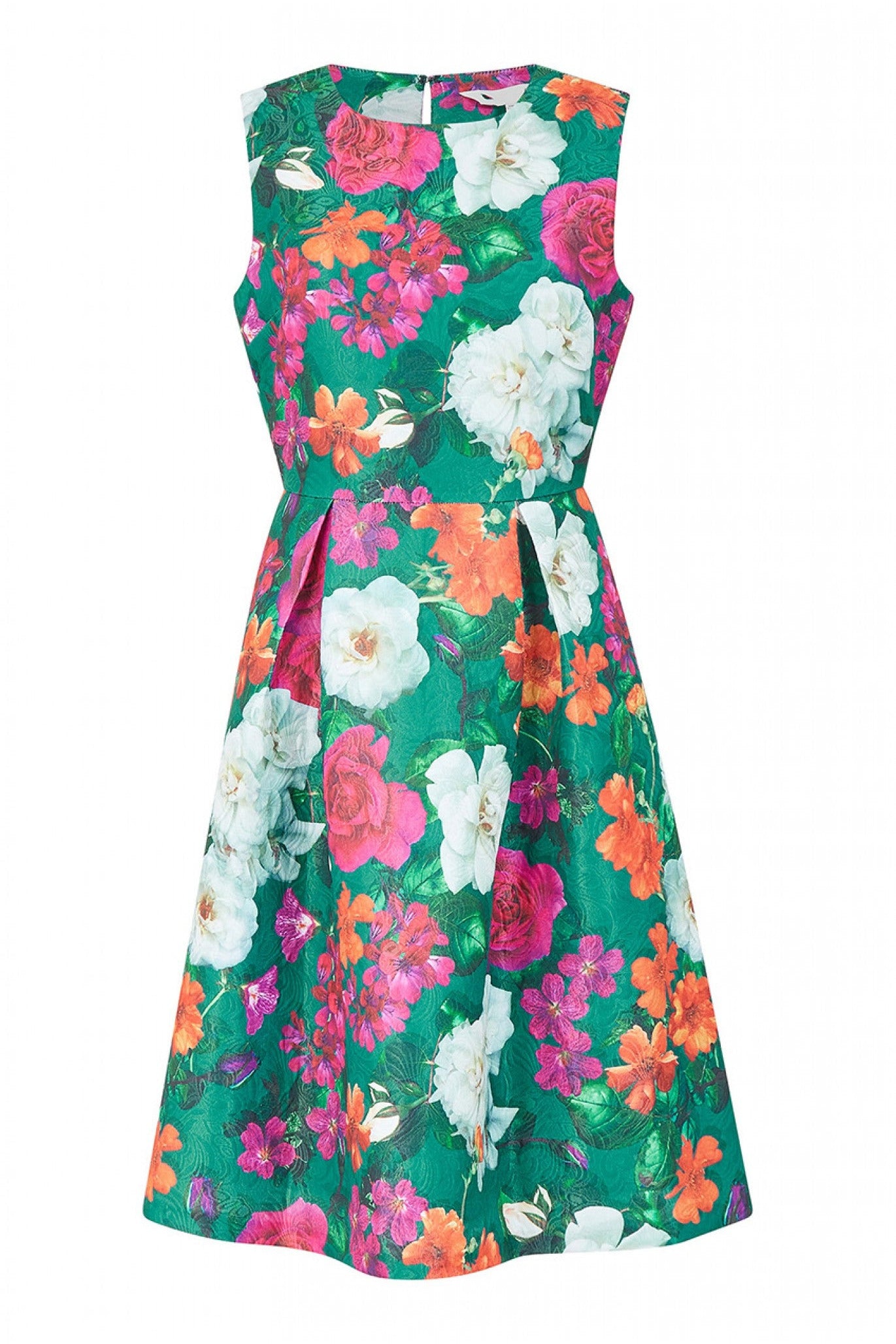 Yumi Green Floral Jacquard Skater Dress | Goddiva