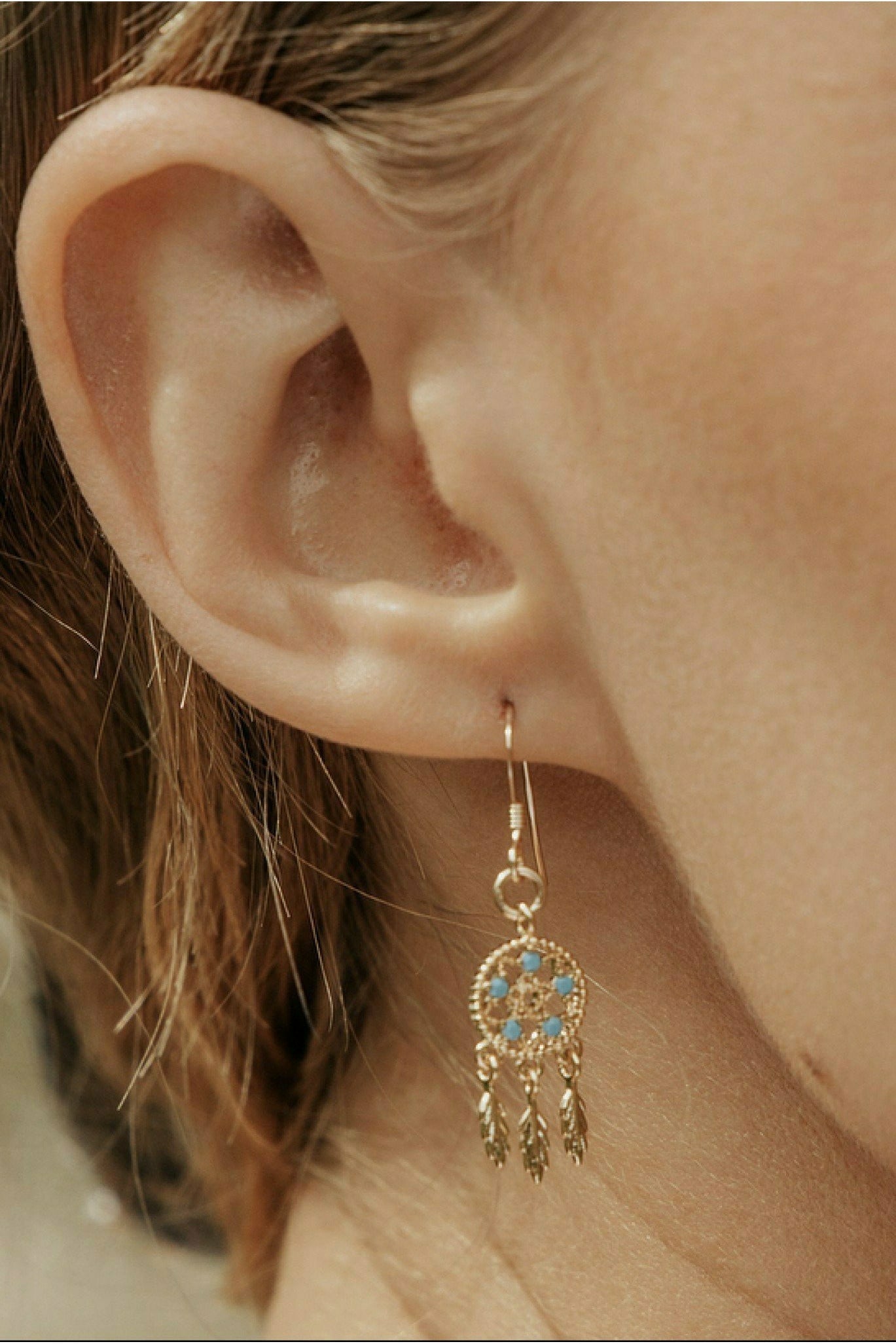 Dainty Gold Dreamcatcher Earrings DREER001