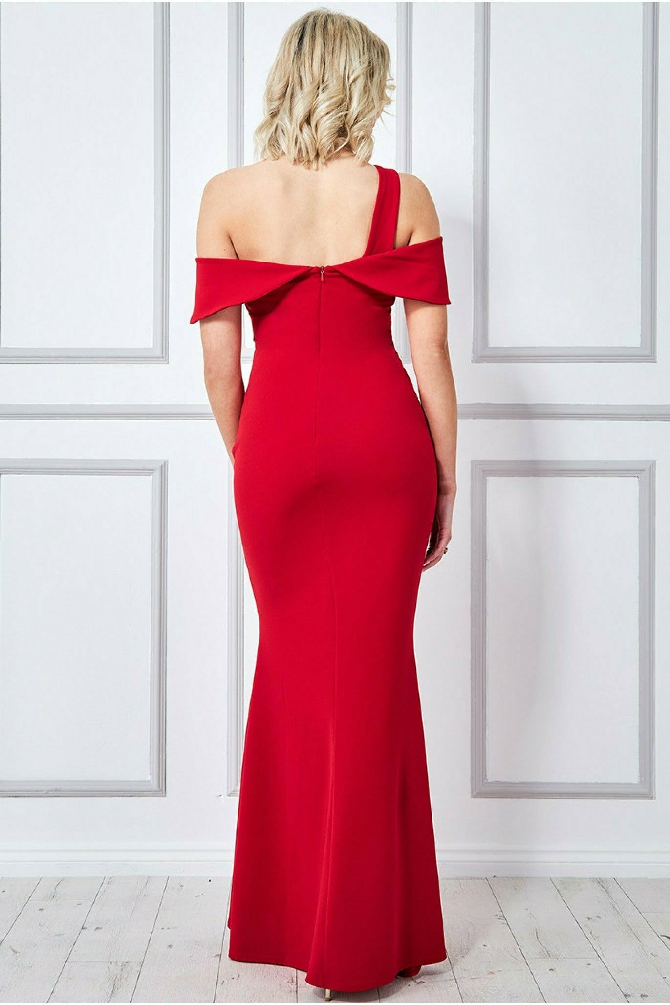 One Shoulder Knot Maxi - Red DR3368