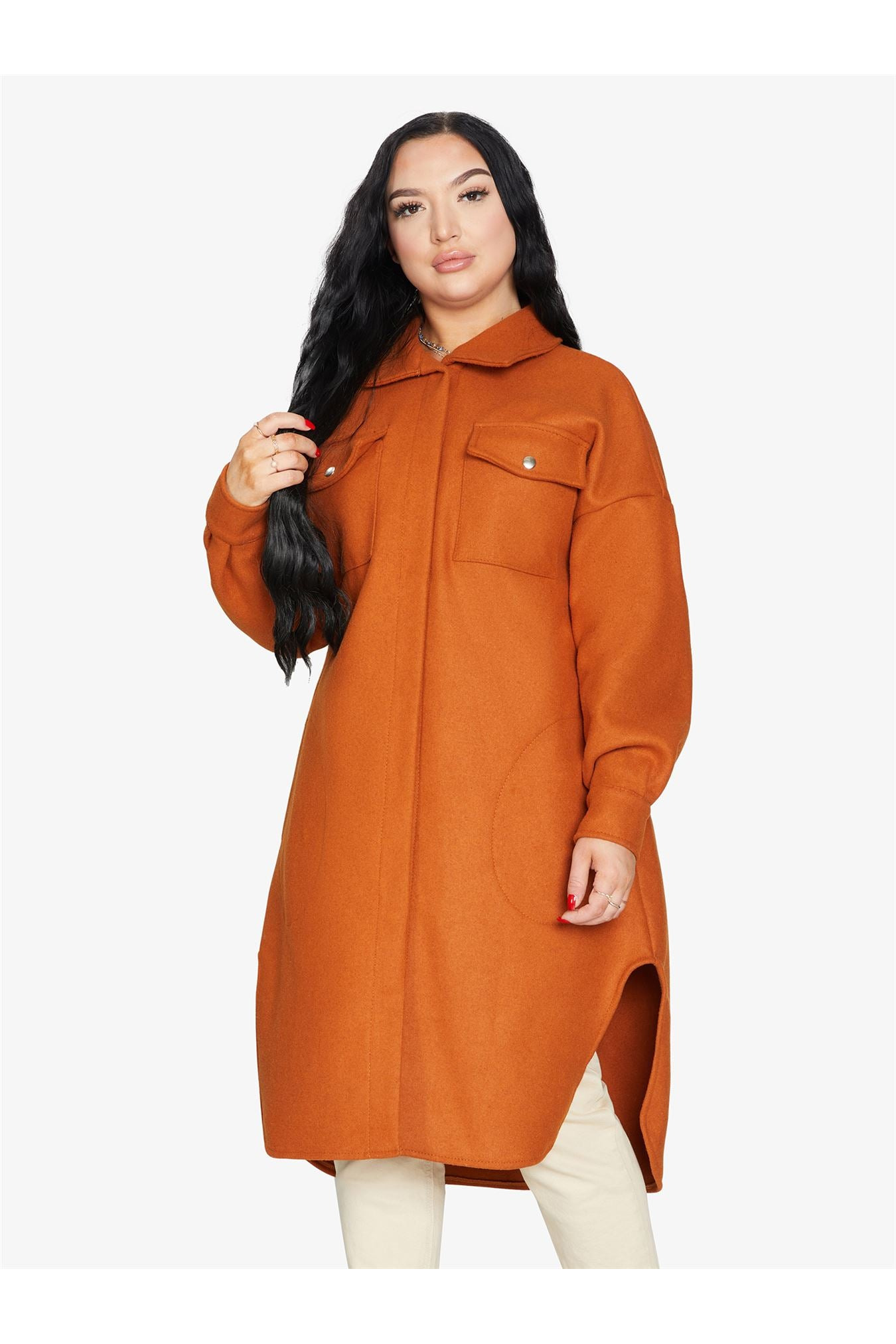 Oversized Longline Shacket De La Creme