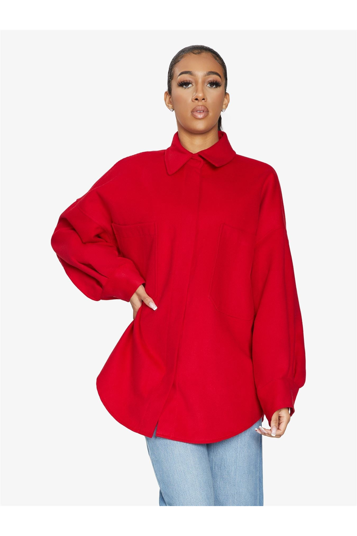 Oversized Patch Pocket Shacket De La Creme
