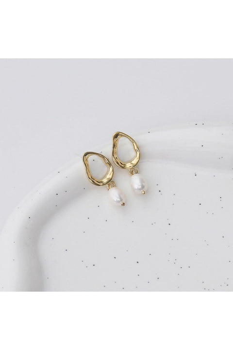 Misshape Earring With Freshwater Pearl Drop by Last True Angel