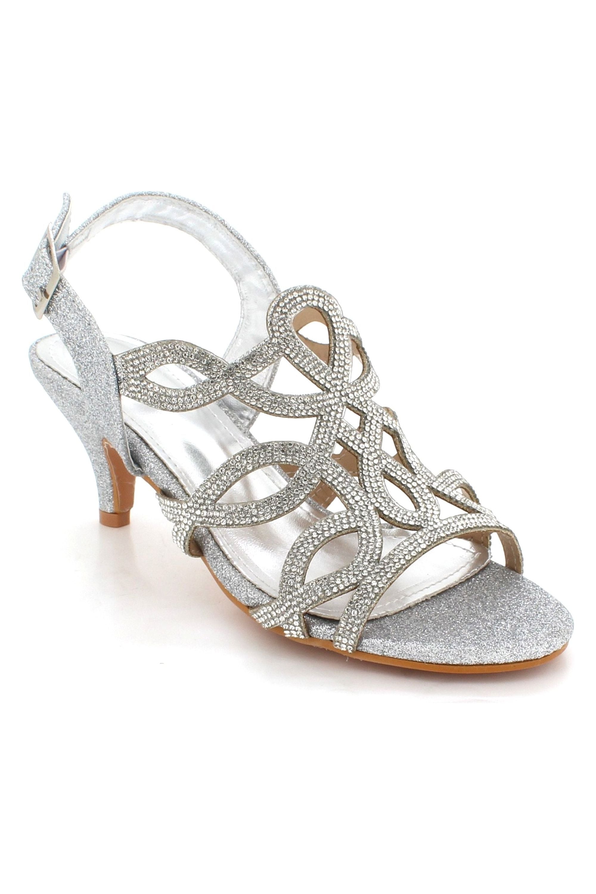 Glittery Open-toe Evening Party Prom Wedding Bridal Crystal Slip-On Medium Heel L7561