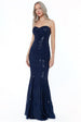 Goddiva Sequin Bandeau Maxi Dress - Navy