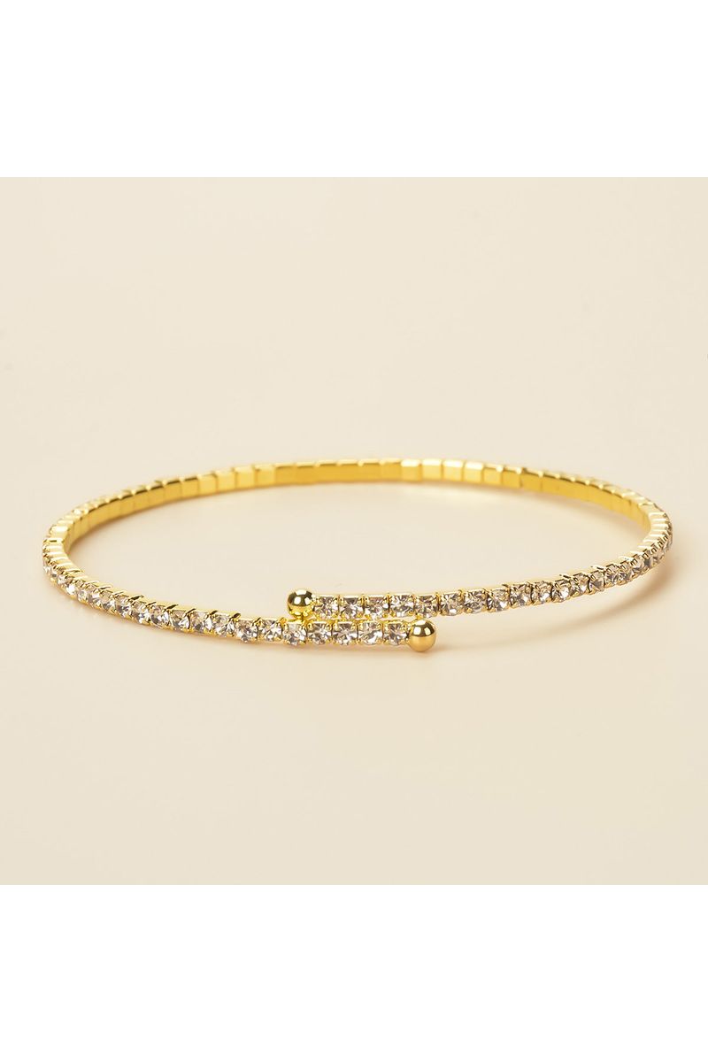 CZ Wraparound Bracelet In Gold & Clear LBN08G