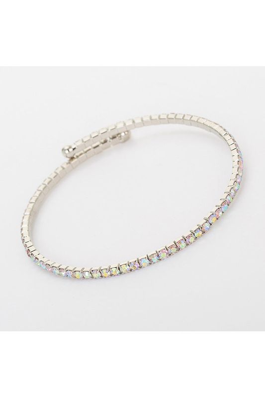 Rhinestone Wraparound Bracelet In Silver & Multi LBN08S