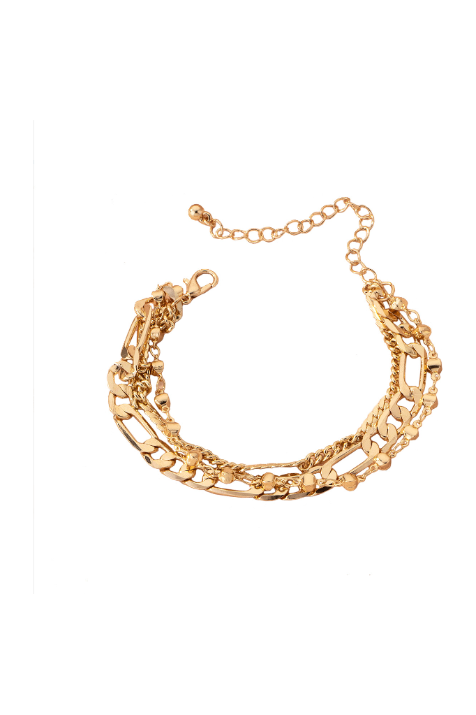 Multi Chain Bracelet With Flat Links In Gold LBU04G