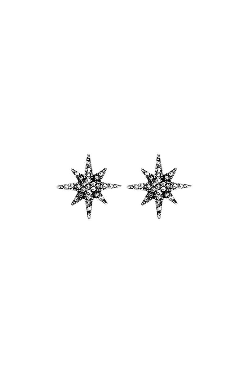 Crystal Star Earring In Antique Silver LE004S