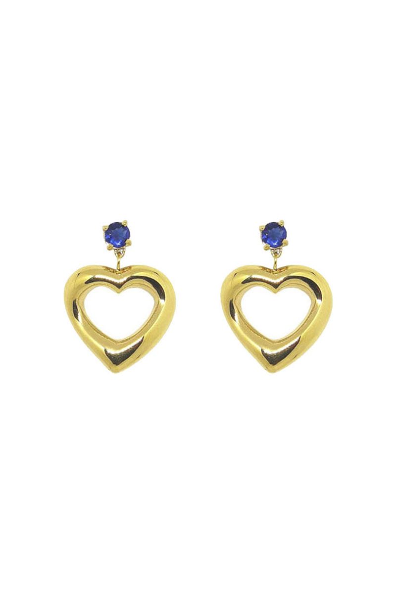 CZ Stud With Heart Drop In Blue & Gold LEC04B