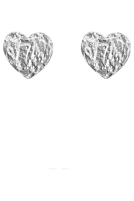 Hammered Heart Stud Earring In Silver LEM63S
