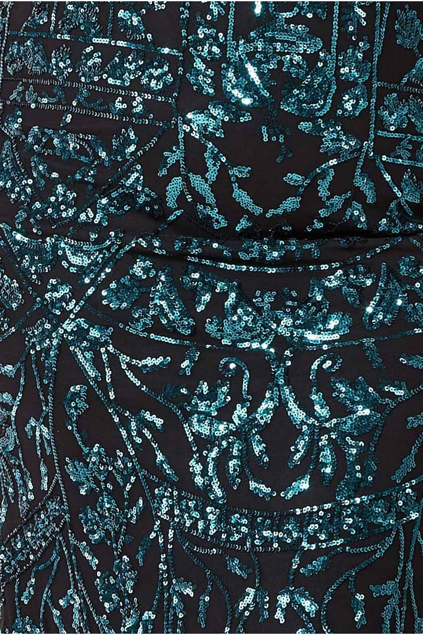 Sequin Mesh Embroidered Maxi Dress - Emerald DR3277P