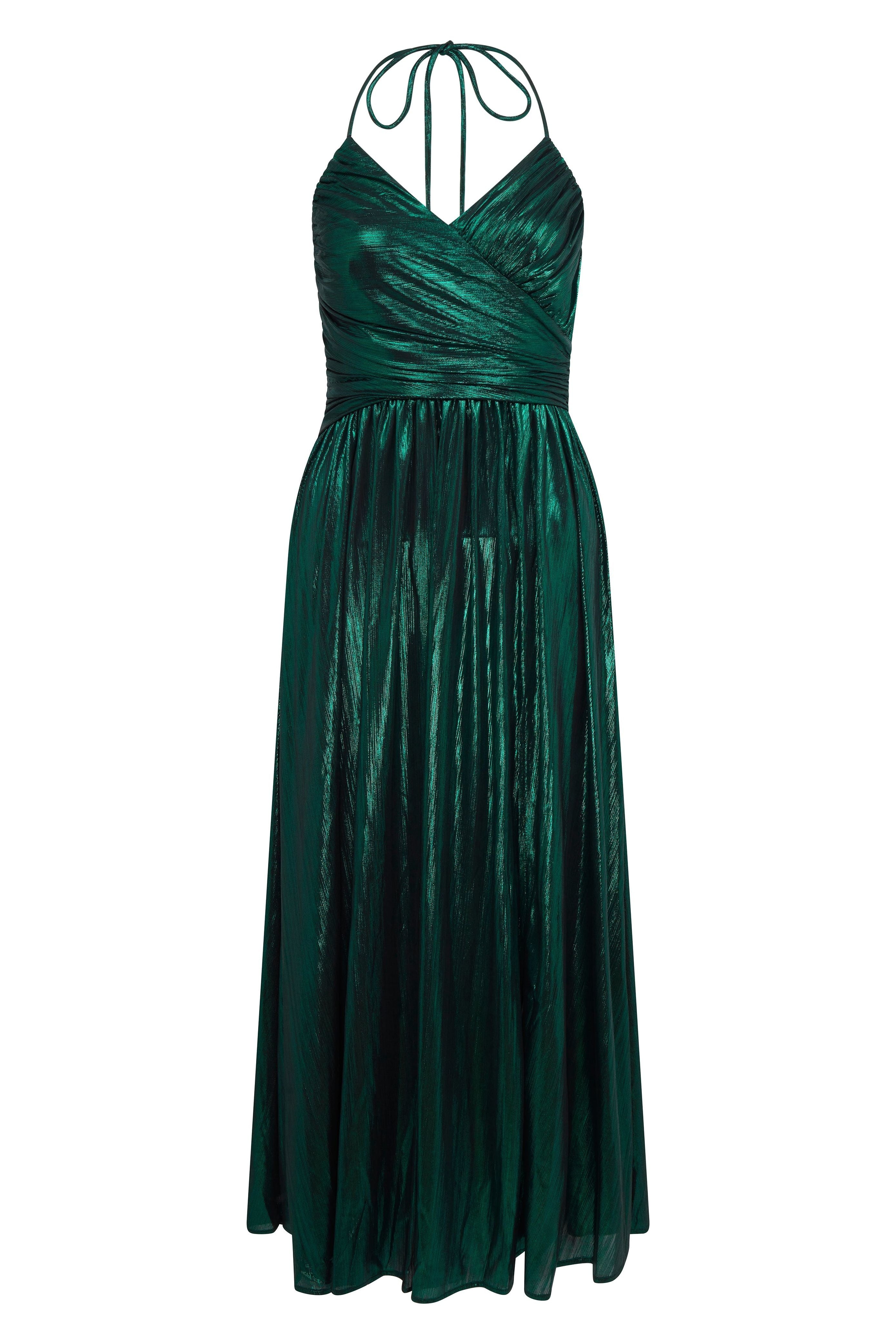 Strapless Green Foil Printed Jersey Maxi Dress LIQPARTY007