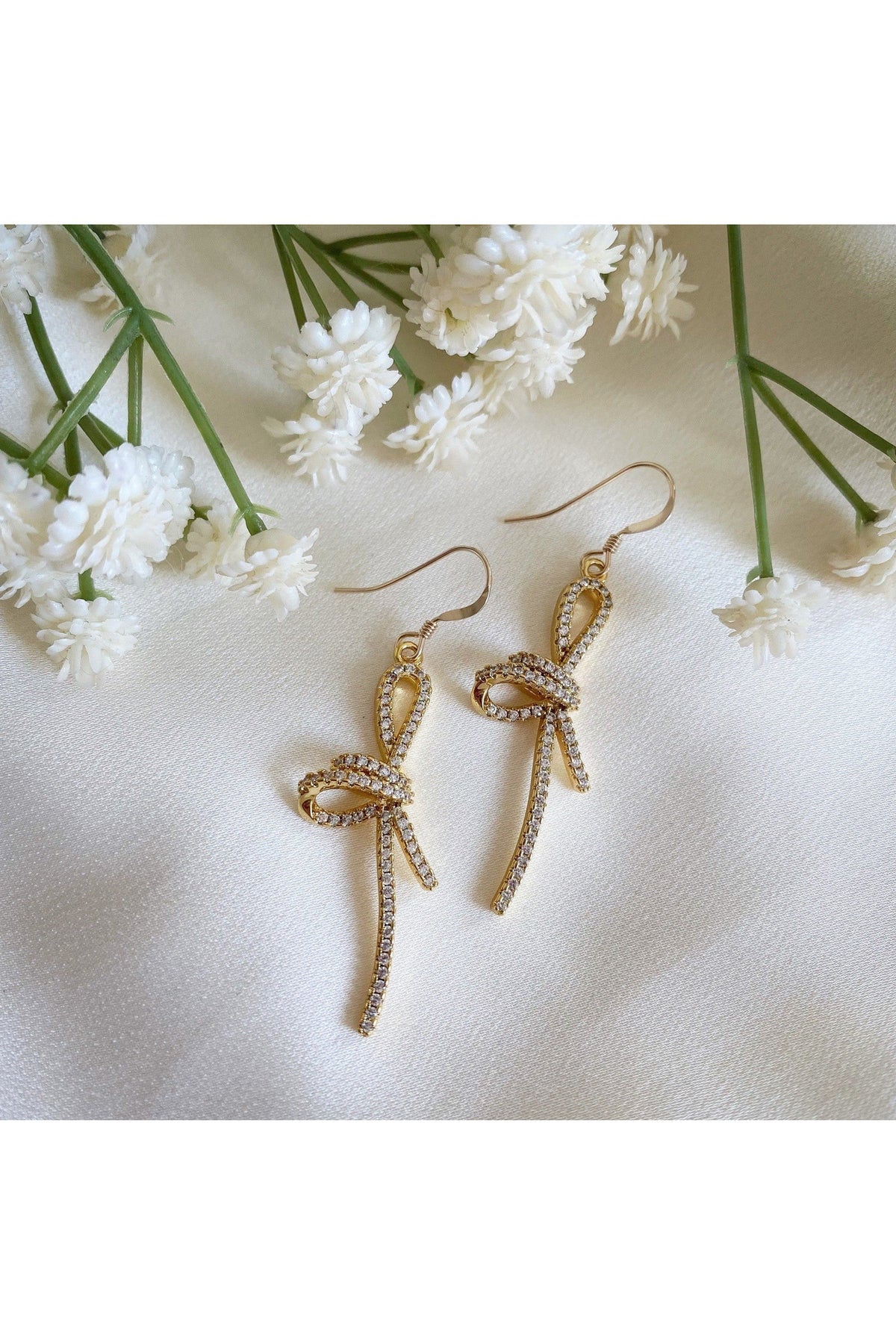 Mirabelle Gold Cz Bow Earrings MIRABELLEER