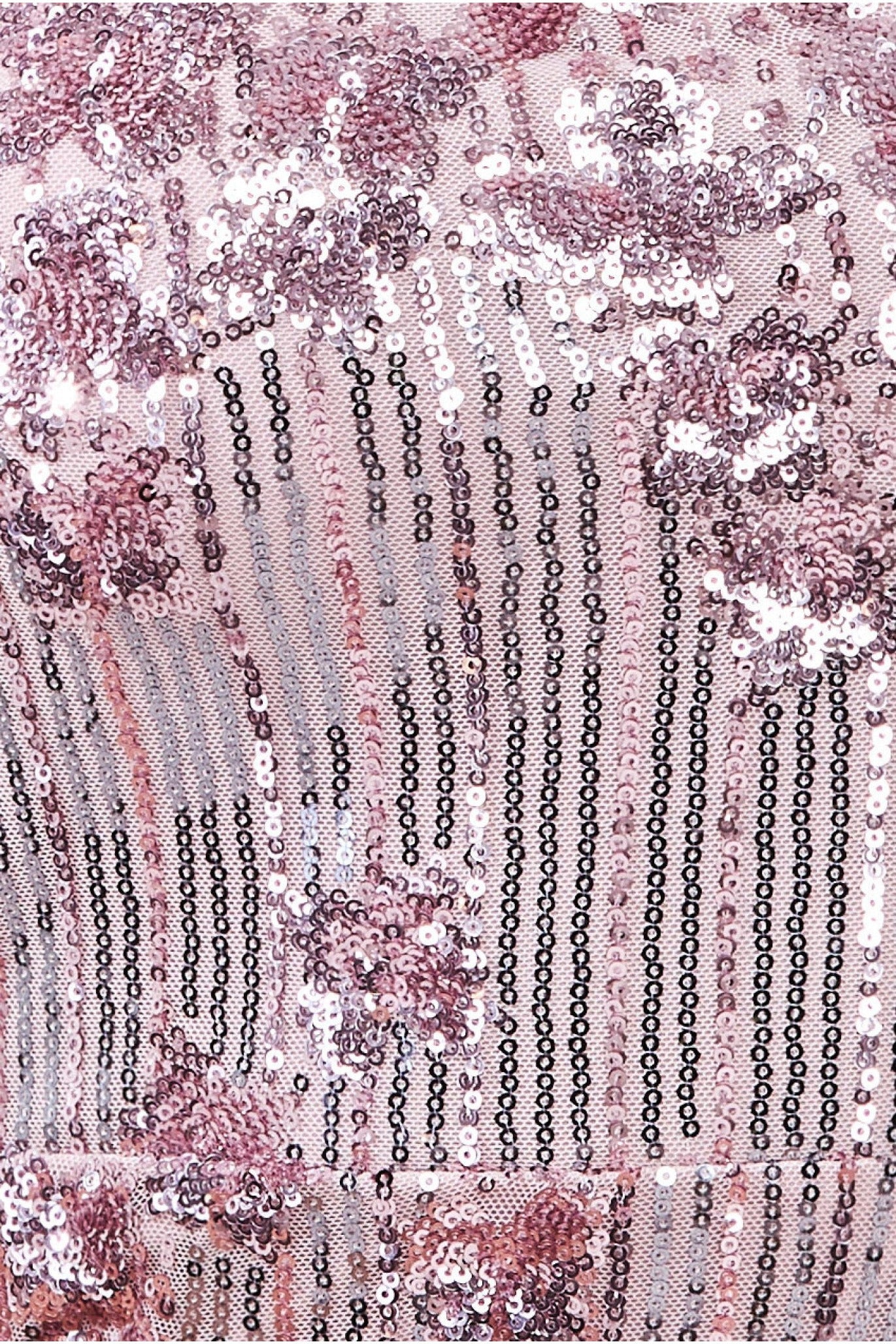 Sequin And Feather Boobtube Maxi - Blush DR3784