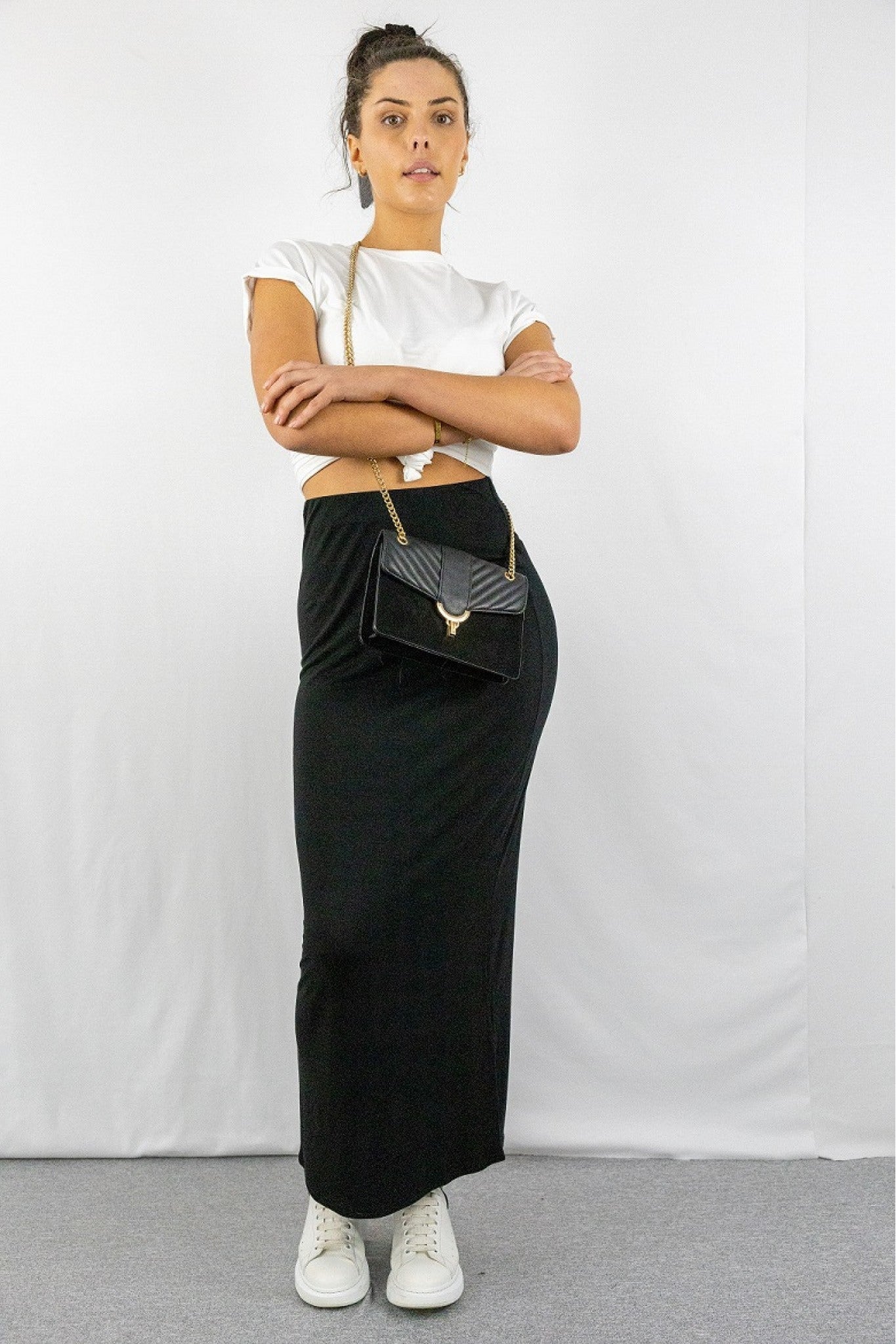 Pencil Maxi Skirt In Black | Goddiva