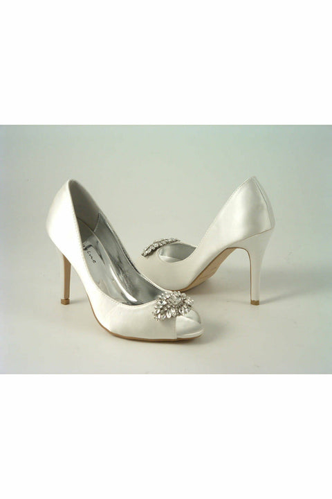 Rosalie Diamante Ivory Satin High Heel Shoe Sabatine F240