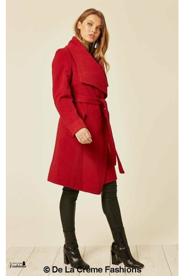 Wool Blend Large Lapel Duster Coat 1801