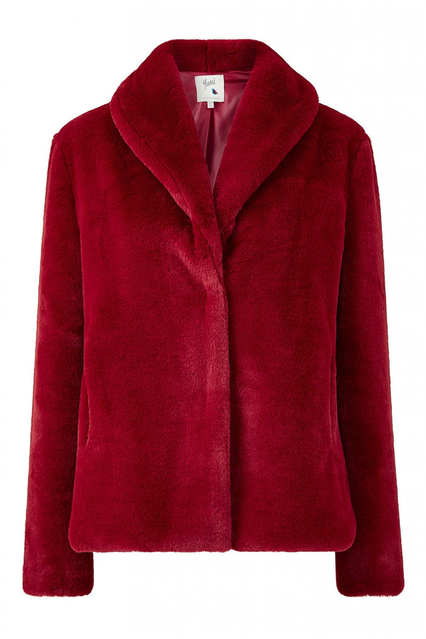 Red Short Wrap Faux Fur Coat YM3681013