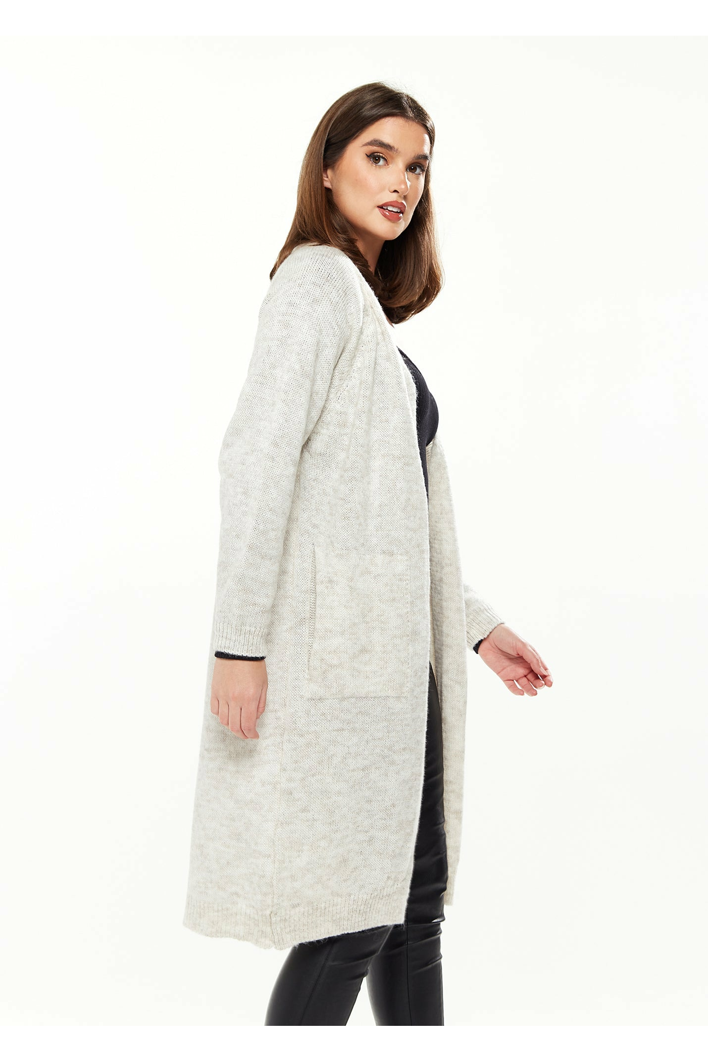 Divine Grace Midi Length Star Detail Cardigan in Off White & Pink Divine Grace