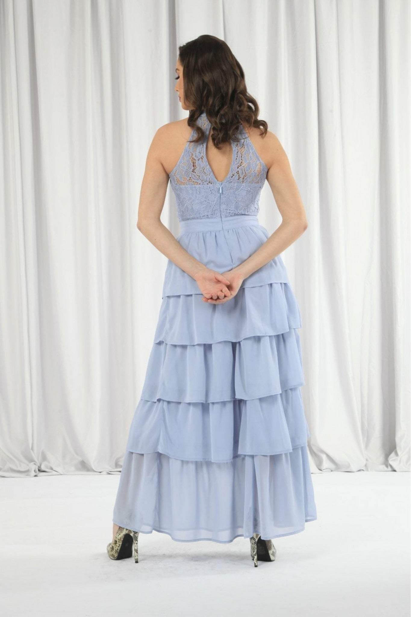 Light Blue Tiered Bridesmaid Dress DR0000086