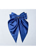 Queenmee Hair Accessories Navy Satin Hair Bow Navy Hair Clip Long Bow