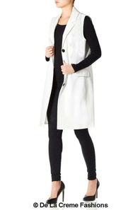 De La Creme - Womens Spring/Summer Sleeveless Hip Length Blazer Coat De La Crème