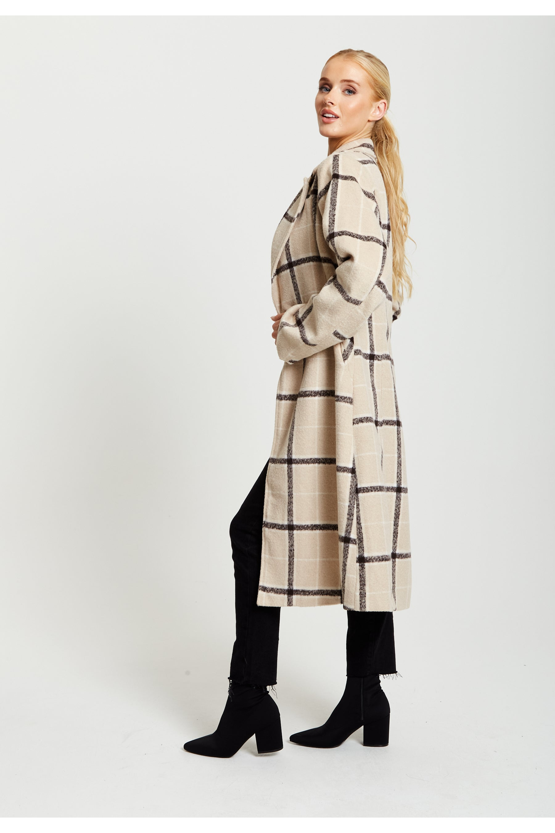 Longline Check Coat F5-168-LIQ22AW006