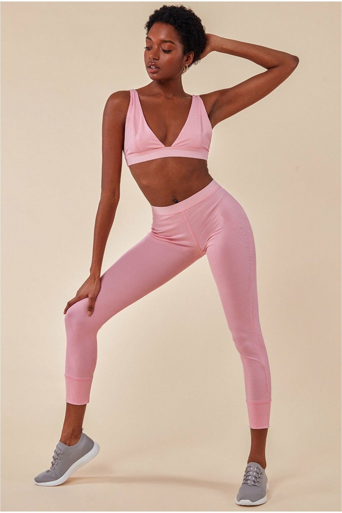 Bralette Legging Workout Lounge Set - Pink TS3
