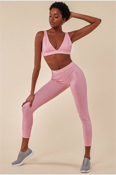 Bralette Legging Workout Lounge Set - Pink TS3