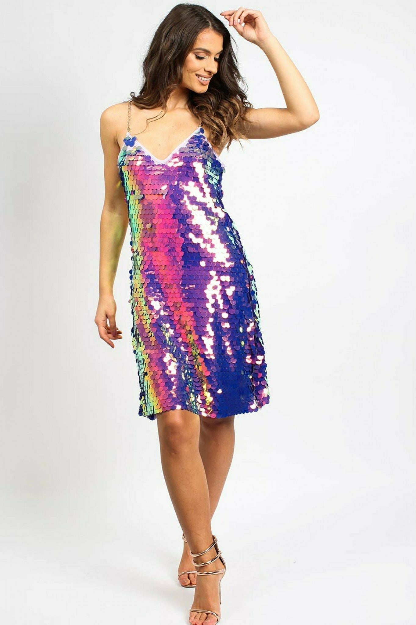 Multi Disc Sequin Cami Dress MC4827
