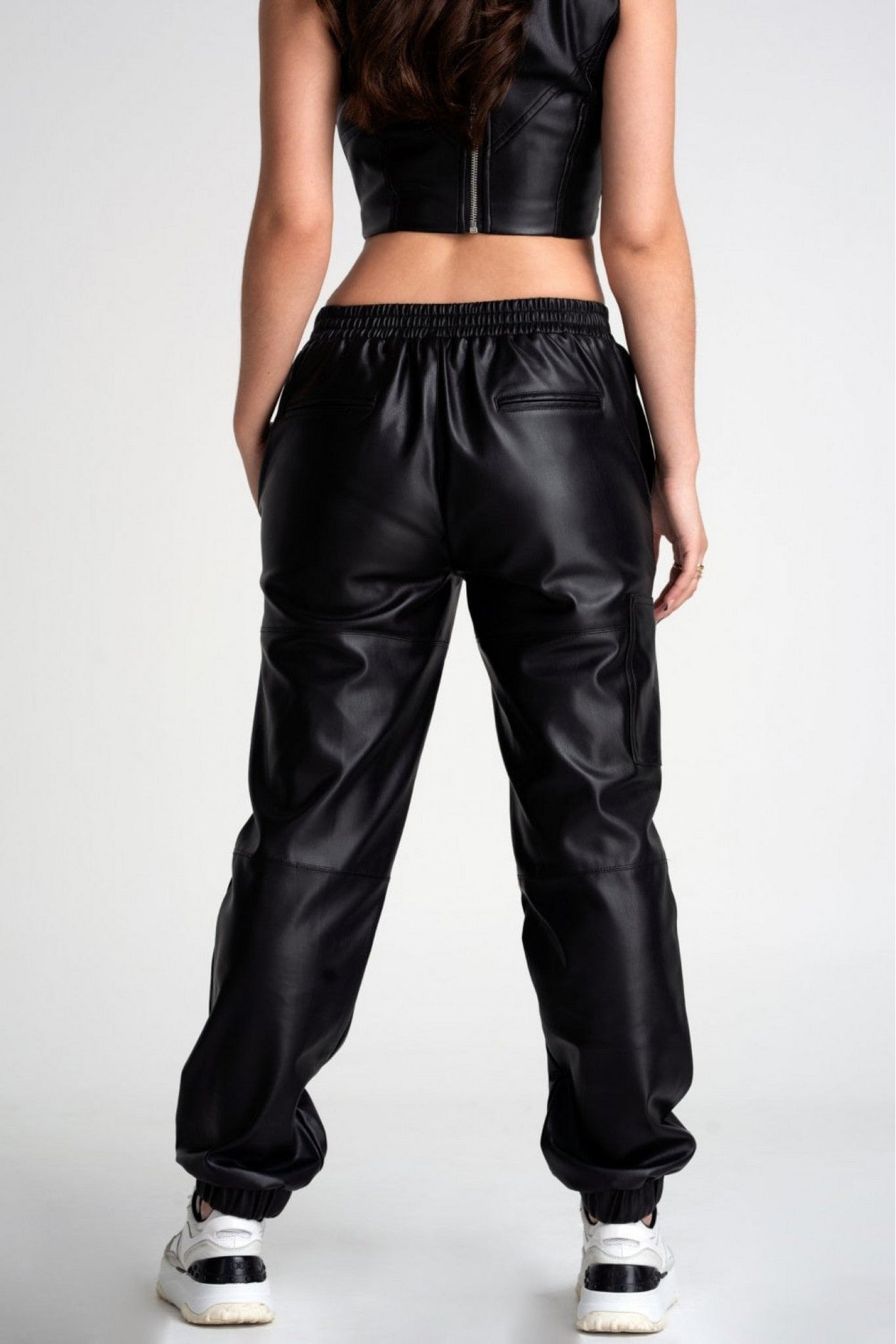 Black Vegan Leather Utility Trousers TR0000024