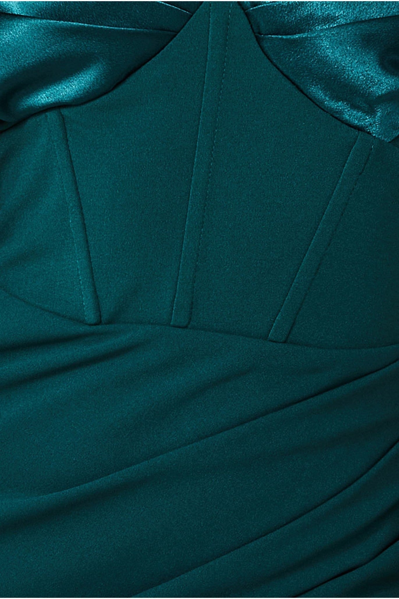 Satin & Scuba Off The Shoulder Maxi Dress - Emerald DR3460