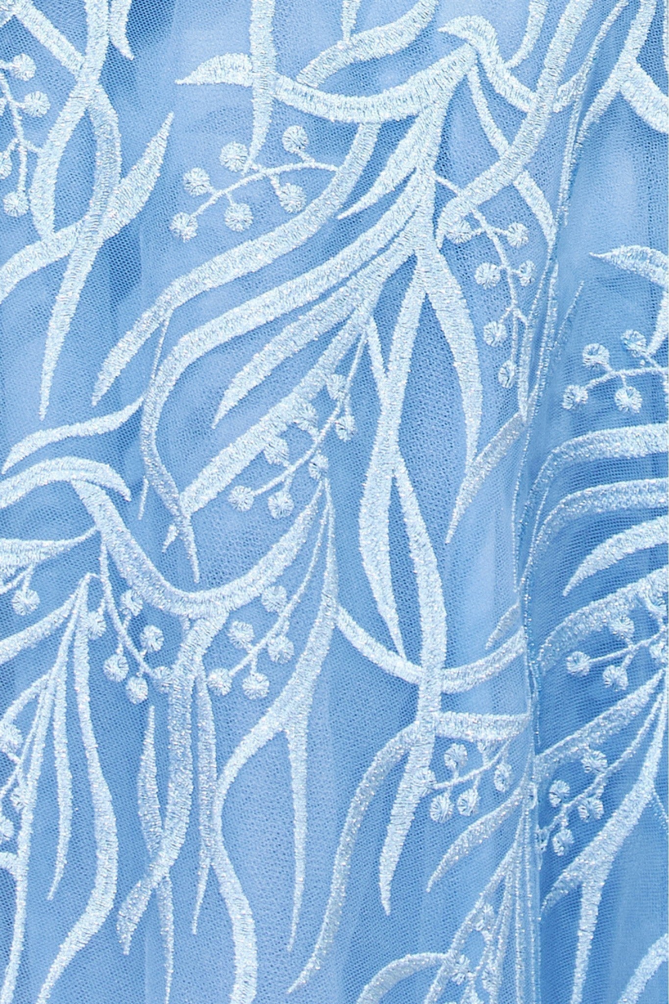 Embroidered Mesh Midi Dress - Powder Blue DR3594A