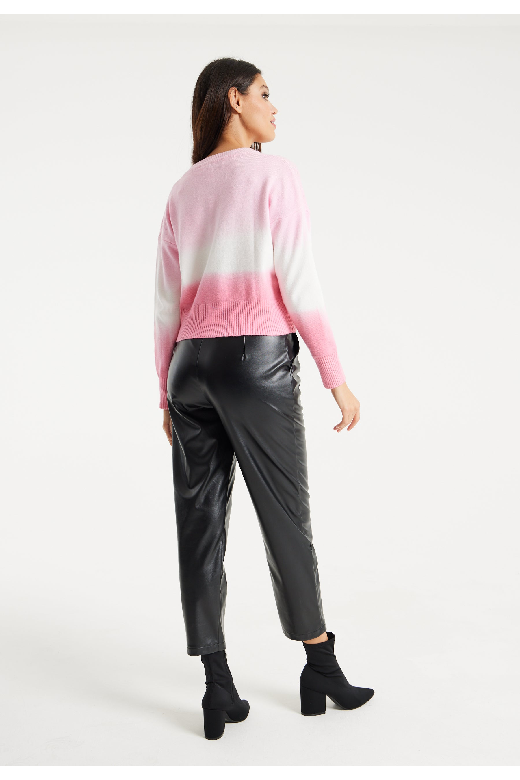 Ombre Pattern Jumper In Pink And White A6-130-LIQ23KN005