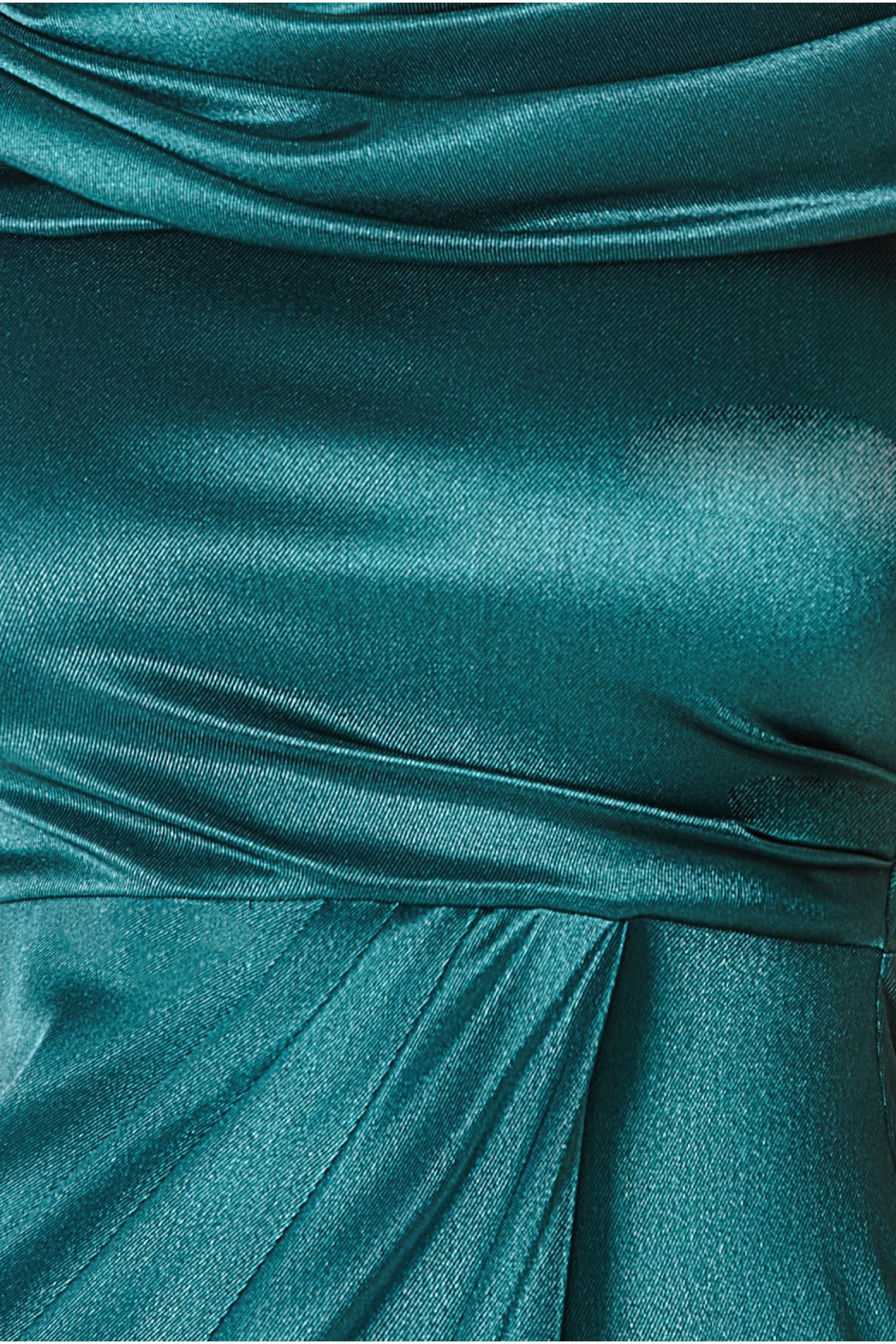 Cowl Bardot Satin Twill Maxi Dress - Emerald Green DR4010