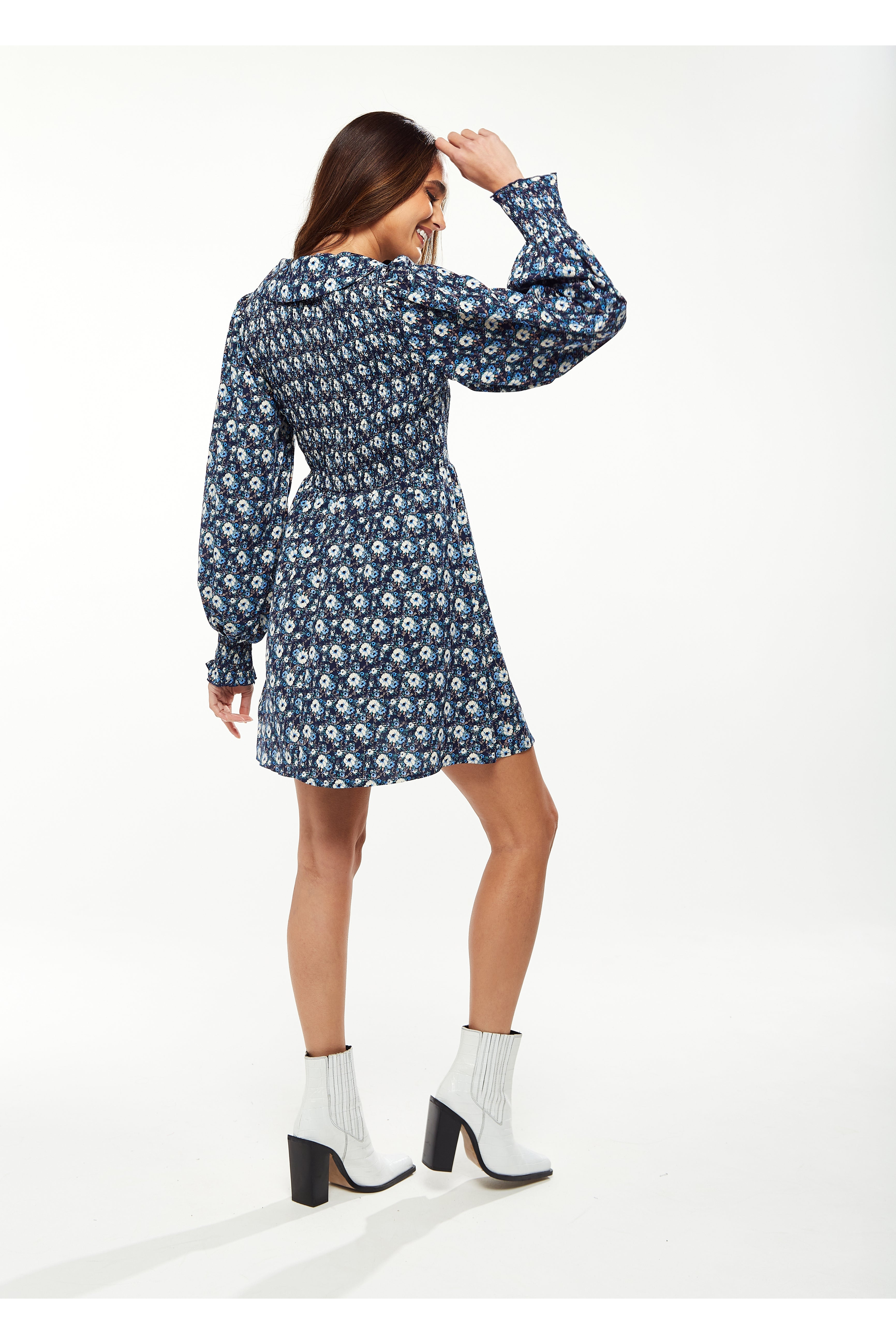 Floral Print Smock Mini With Peter Pan Collar LIQ22-331B