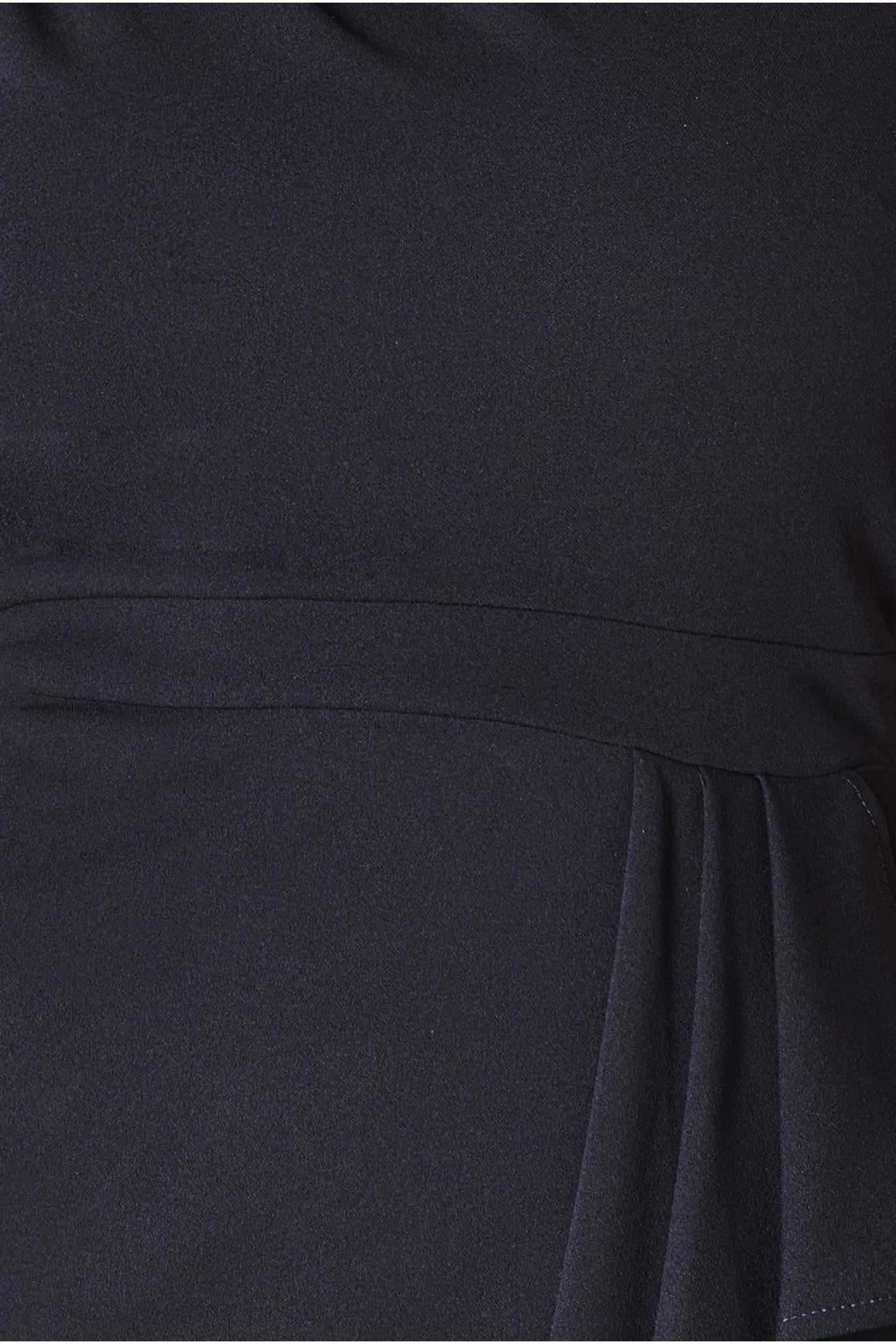 Waterfall Sleeve Wrap Midi Dress - Black DR3990