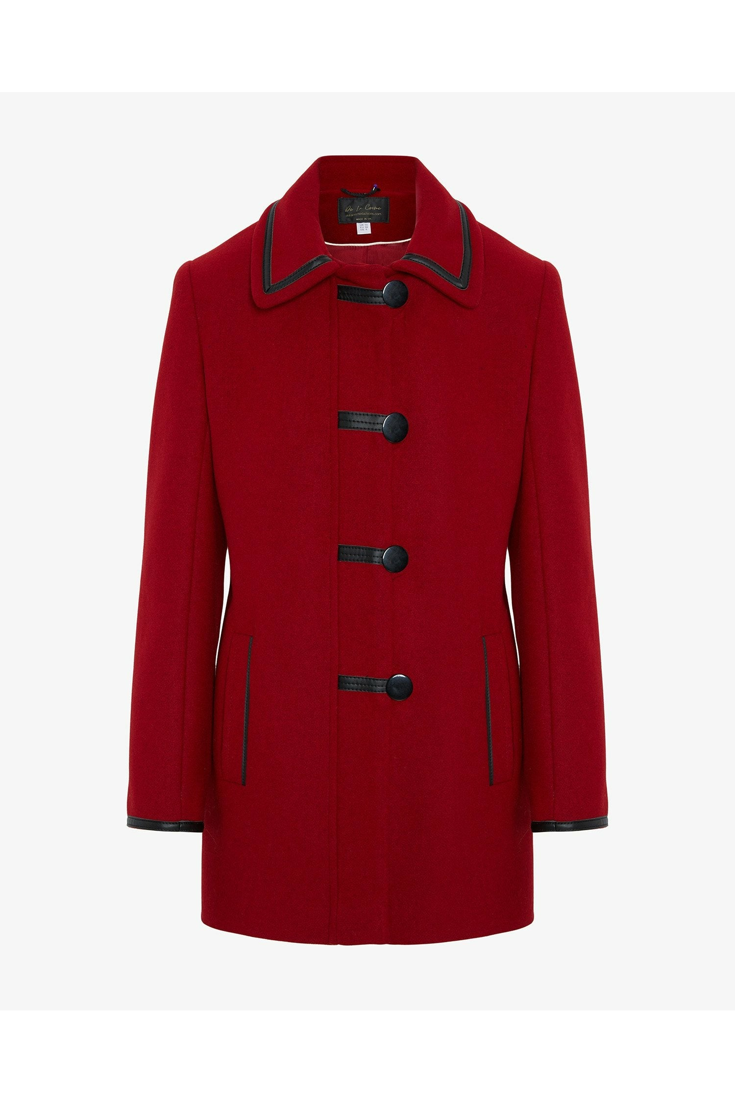 De La Creme Womens Wool Blend Contrast Trim Coat De La Creme