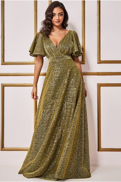 Spread On Sequin Maxi Dress - Gold
