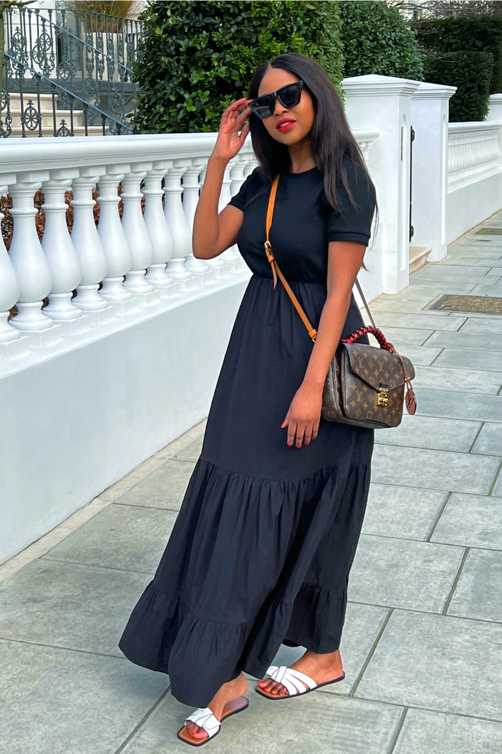 Long black cotton maxi dress deals