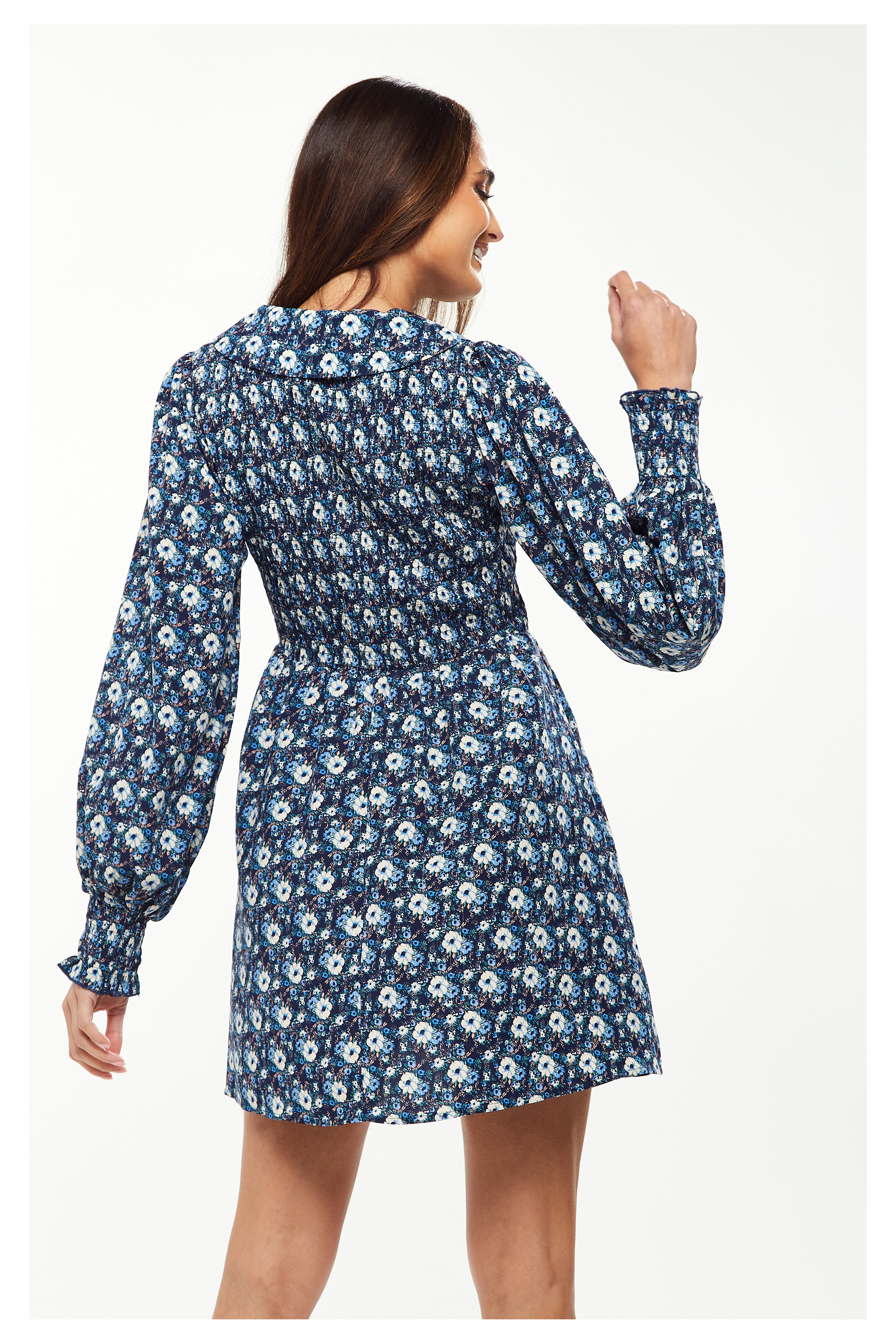 Floral Print Smock Mini With Peter Pan Collar LIQ22-331B