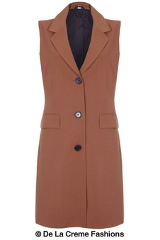 De La Creme - Womens Spring/Summer Sleeveless Hip Length Blazer Coat De La Crème